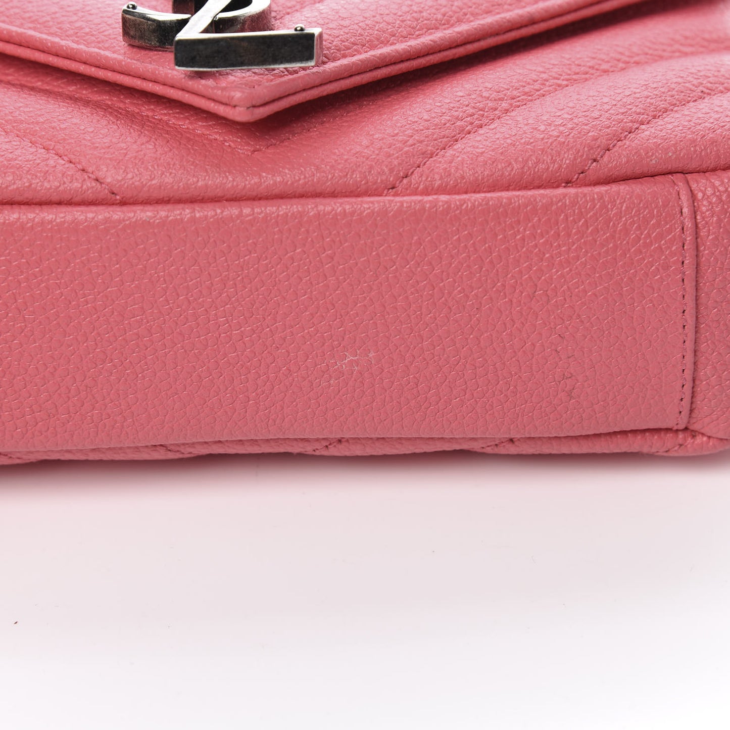 Grained Calfskin Matelassé Chevron Monogram Classic Baby Chain Bag Rose Dark