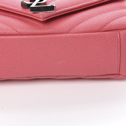 Saint Laurent Grained Calfskin Matelassé Chevron Monogram Classic Baby Chain Bag Rose Dark 11 of 14
