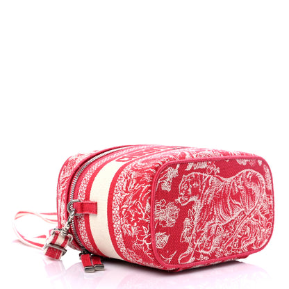 Christian Dior Canvas Embroidered Toile De Jouy Small Travel Vanity Case Fuchsia 3 of 6