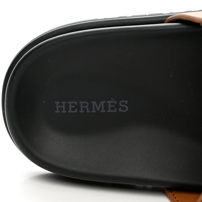Hermes Calfskin Womens Chypre Sandals 37.5 Gold 7 of 9