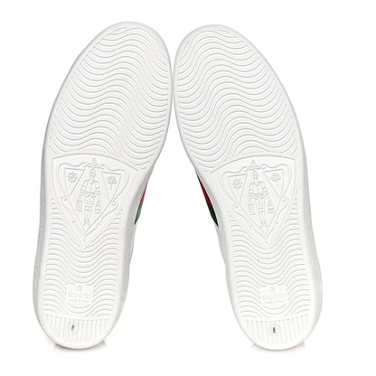 Gucci Miro Soft Calfskin Laminated Ayers Web Bee Embroidered Mens Ace Sneakers 8 White Red Flame Green 5 of 8