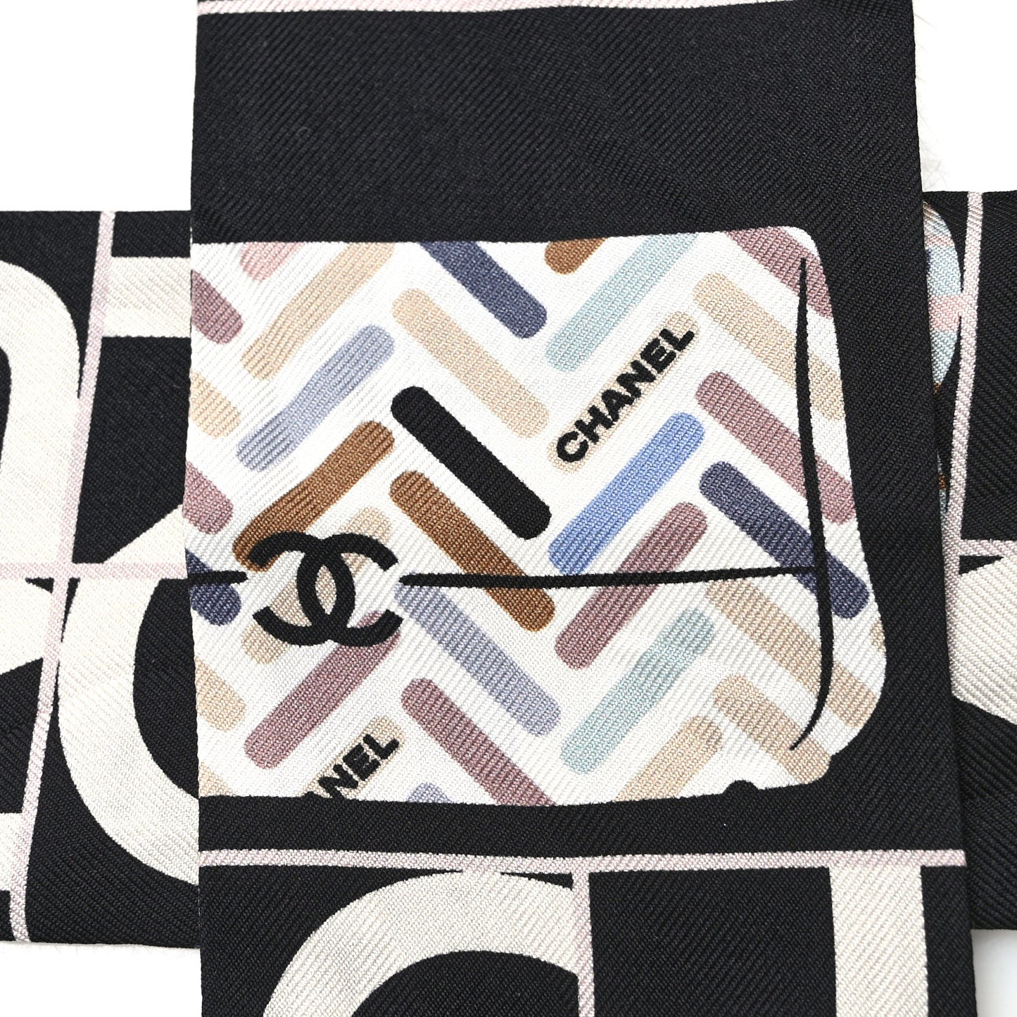 Silk Twill CC Logo Slim Bandeau Black Multicolor
