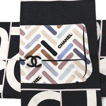 Chanel Silk Twill CC Logo Slim Bandeau Black Multicolor 3 of 5