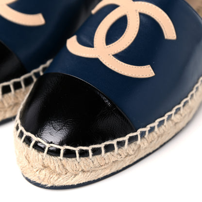 Chanel Lambskin CC Espadrilles 37 Navy Black Beige 10 of 12