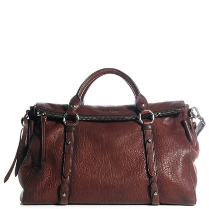 Miu Miu Nappa Monk Satchel Bruciato 1 of 9