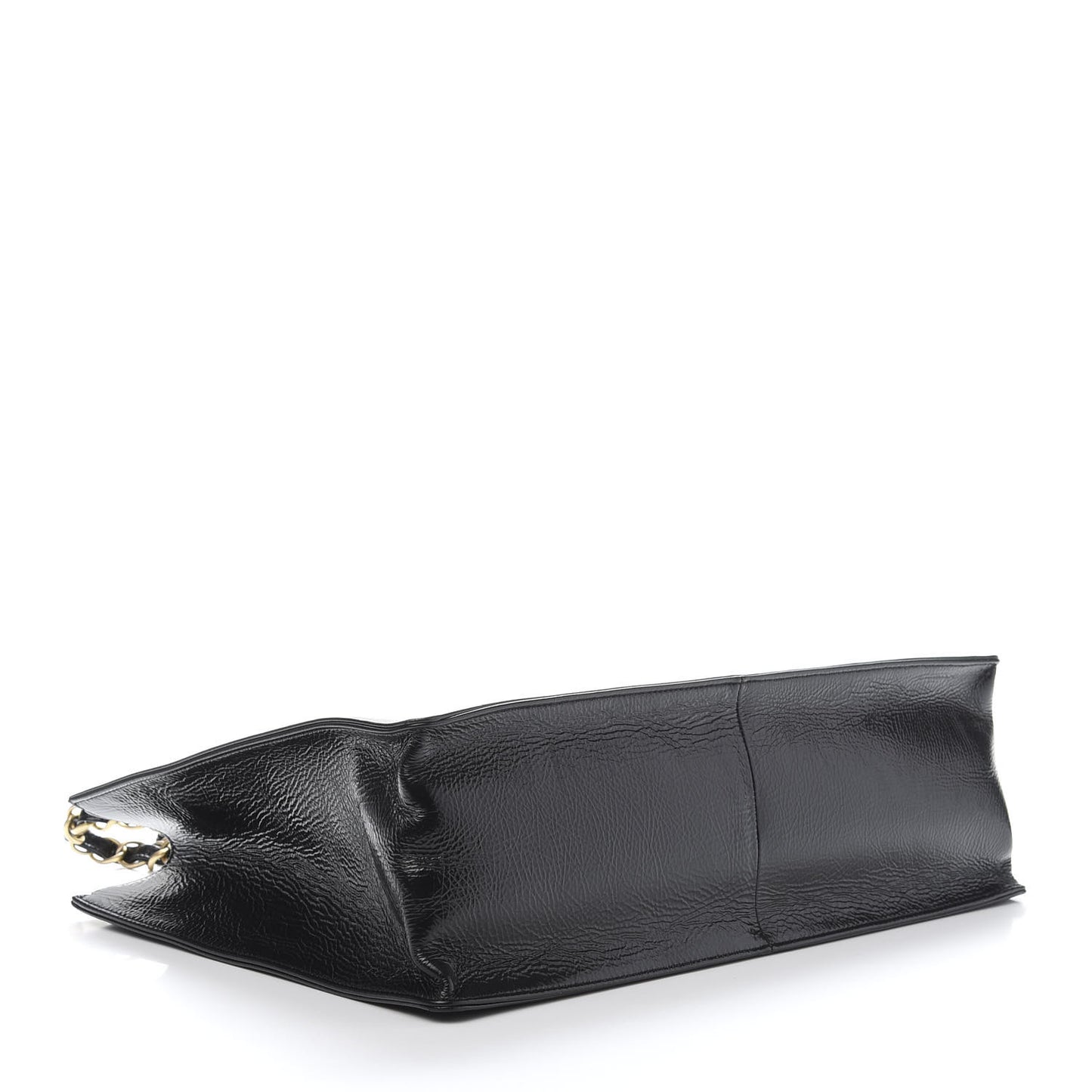 Shiny Aged Calfskin Shopping Bag Black