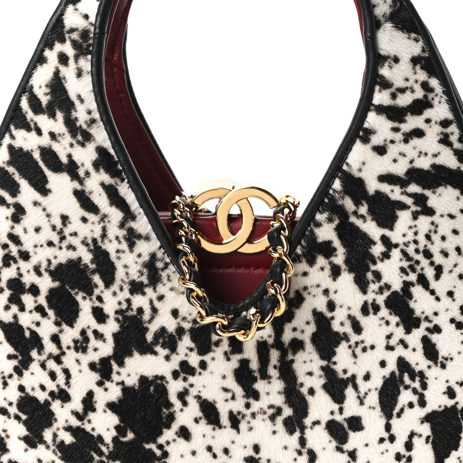 Chanel Pony Hair Printed Chic Lady Small Shopping Tote White Black 8 of 11