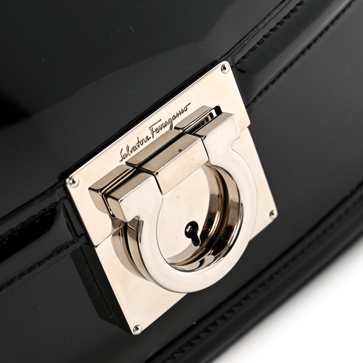 Salvatore Ferragamo Patent Jody Shoulder Bag Black 12 of 12
