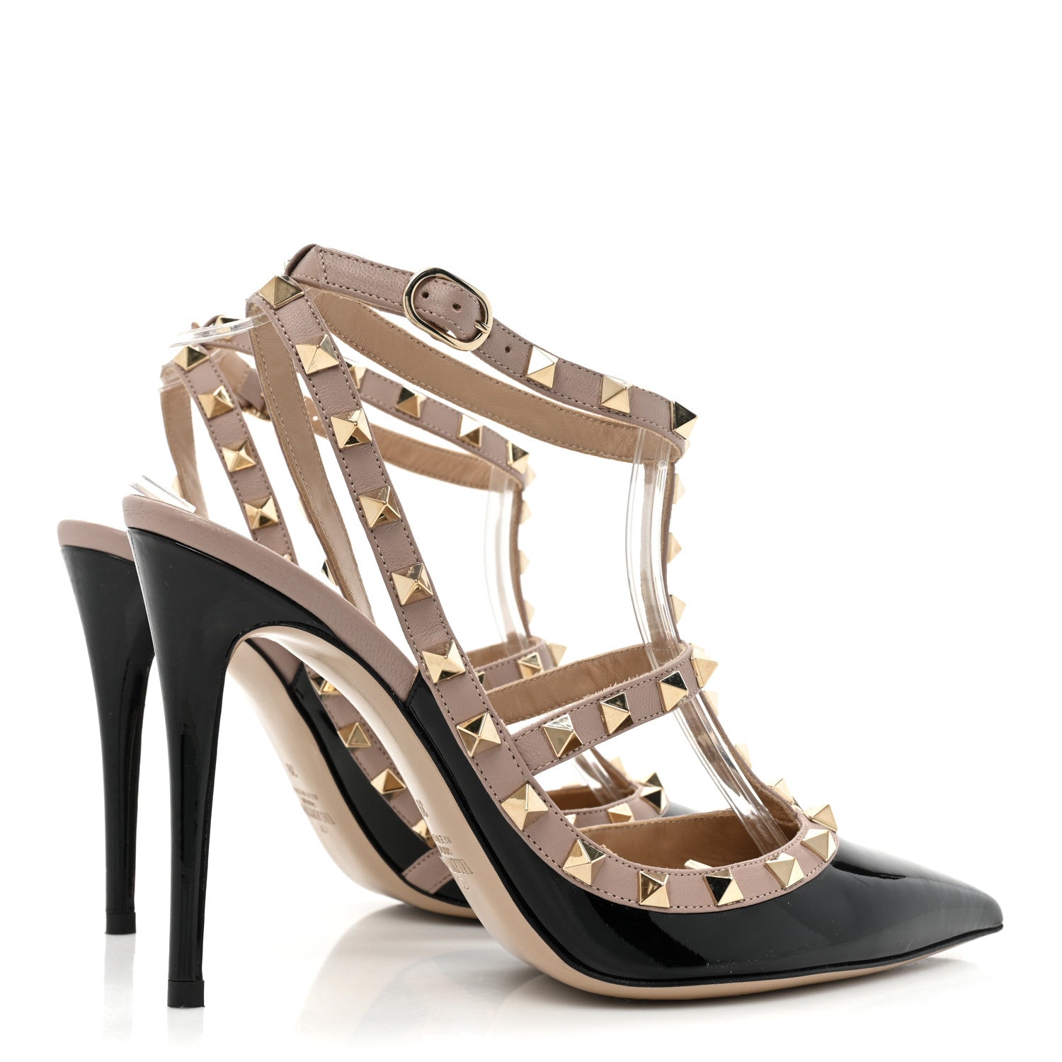 Valentino Garavani Patent Nappa Rockstud Ankle Strap 100mm Pumps 39 Black Poudre 4 of 10