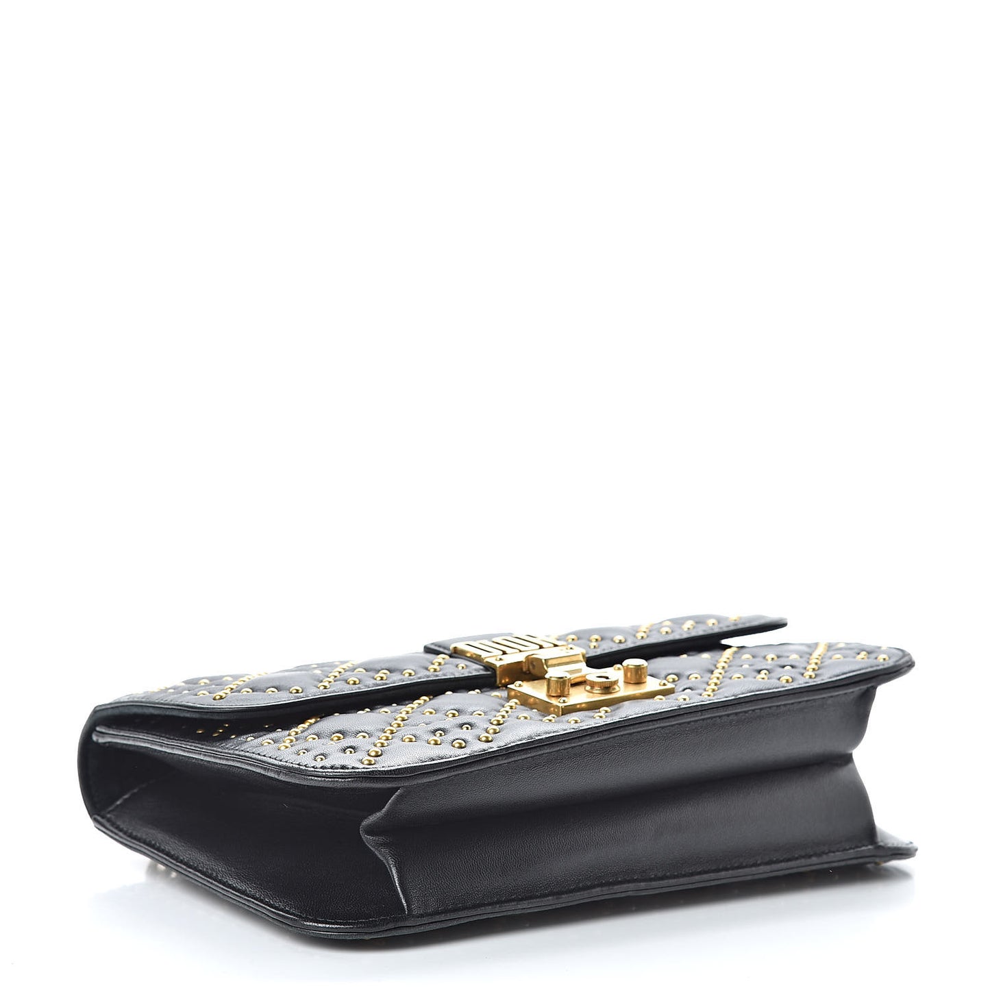 Lambskin Cannage Studded Large Dioraddict Flap Bag Black