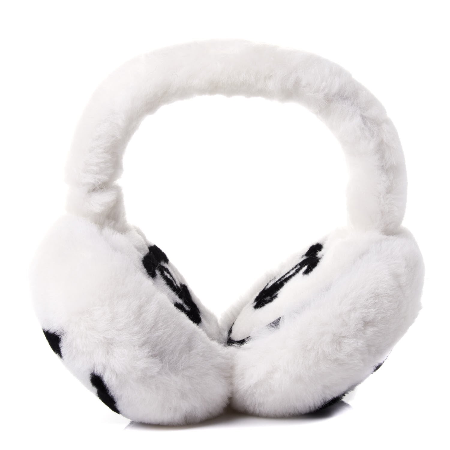Chanel Shearling CC Ear Muffs White Black 1 of 4