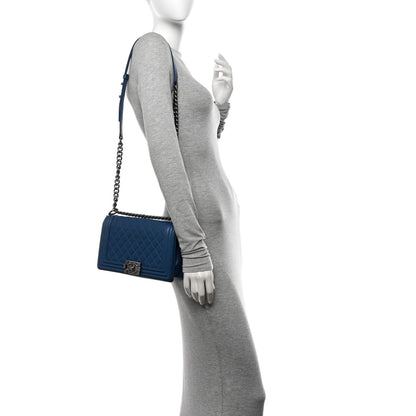 Chanel Caviar Quilted Medium Boy Flap Blue 2 of 11