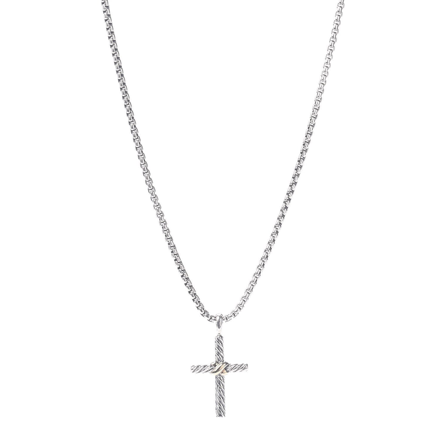 Sterling Silver 14K Yellow Gold Cross Pendant Necklace