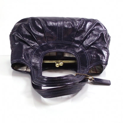 FASHIONPHILE COACHErgoPatentPleatedFramedSatchelNavy 4 of 7