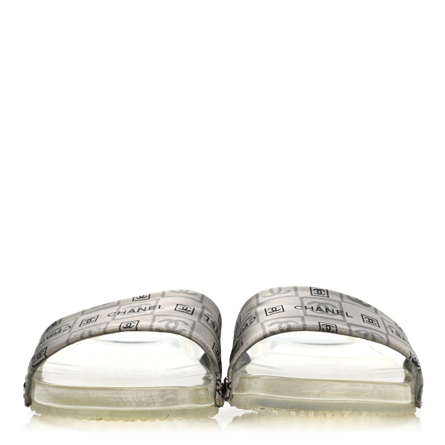 Chanel PVC Transparent Satin CC Logo Sport Slide Sandal 36 White Silver 2 of 9