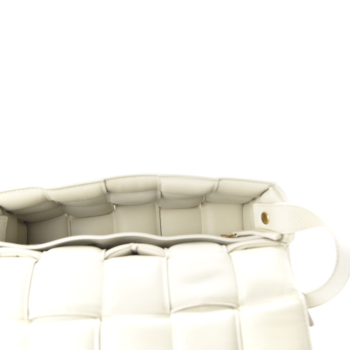 Paper Calfskin Maxi Intreccio Padded Cassette Crossbody Bag White