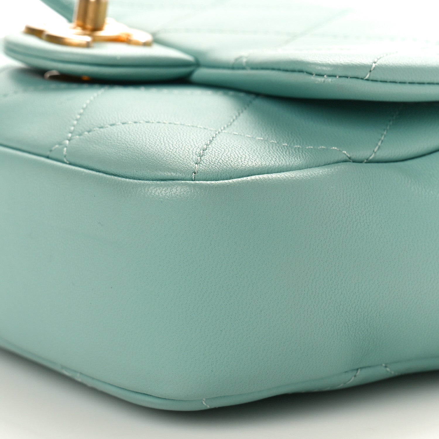 Chanel Lambskin Quilted Small Circular Handle Bag Blue 9 of 9