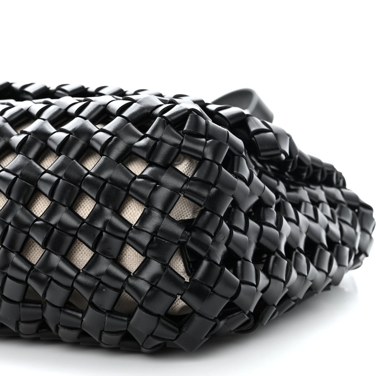Nappa Intrecciato Crochet The Window Crossbody Bag Black