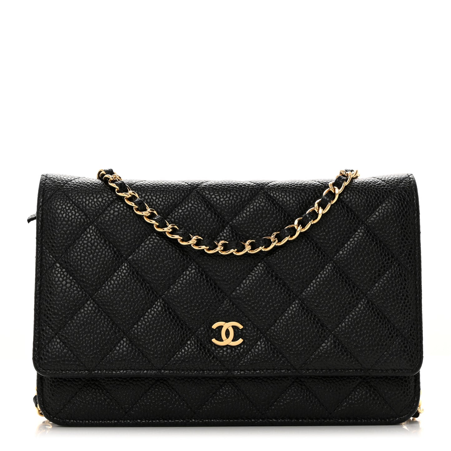 Caviar Quilted Wallet on Chain WOC Black