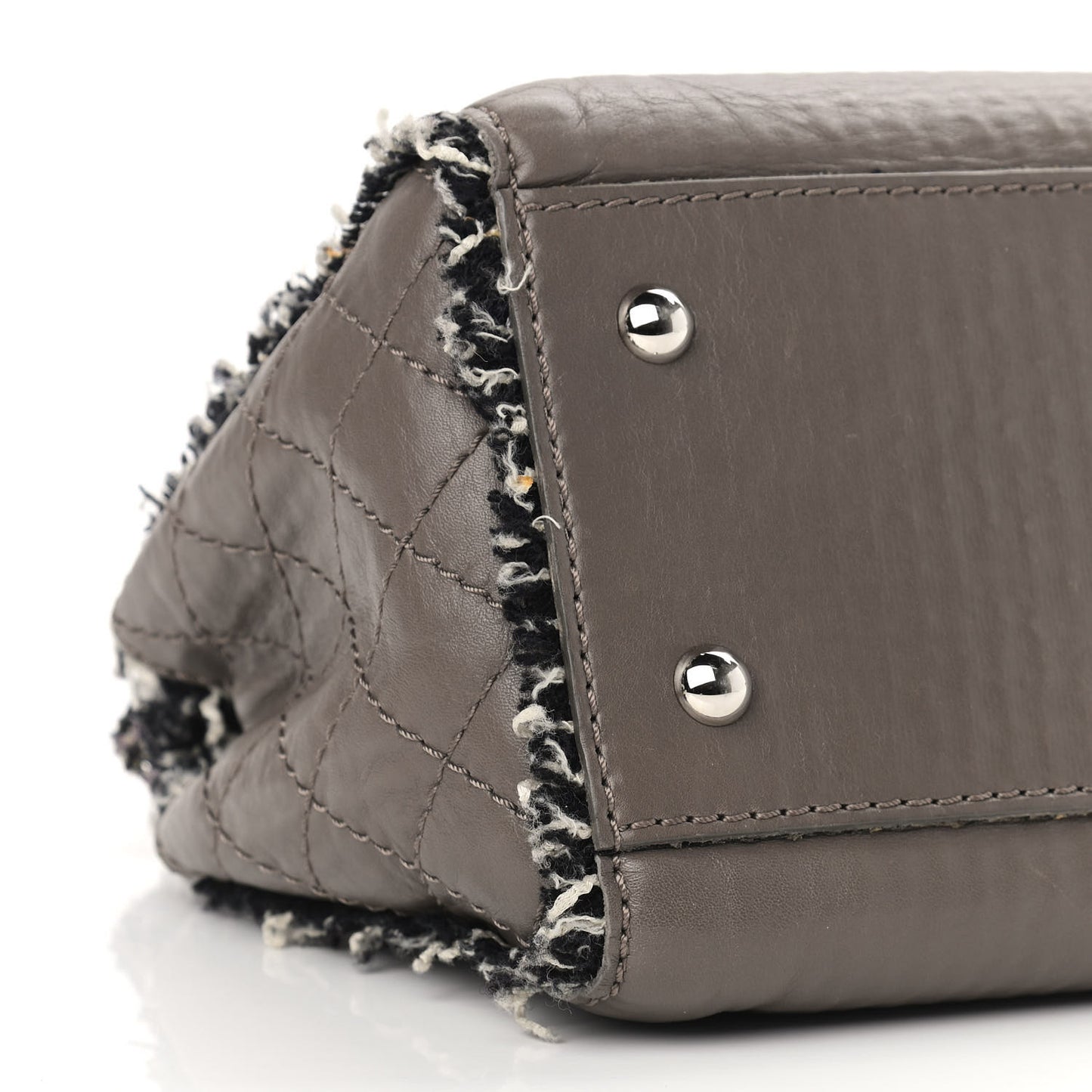 Tweed Calfskin Tweedy Single Flap Grey