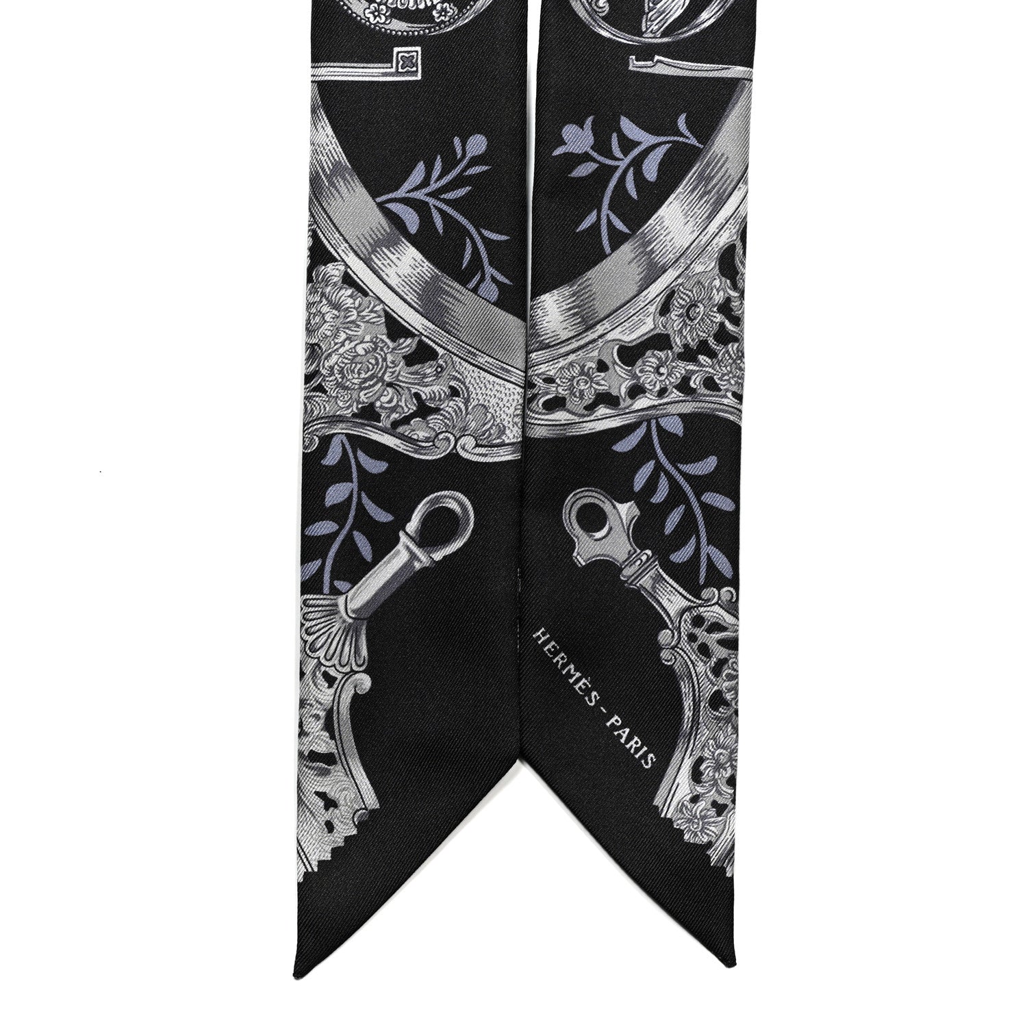 Hermes Silk Etriers Remix Twilly Black Ciel Argent 3 of 4