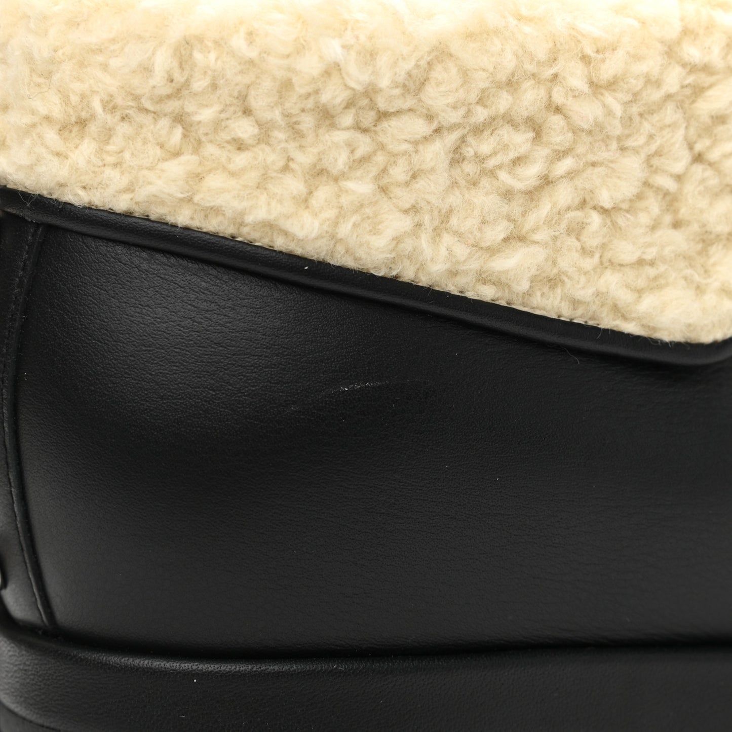 Calfskin Faux Shearling Studded Victor Ankle Boots 38.5 Black Mystic White