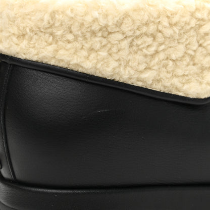 Gucci Calfskin Faux Shearling Studded Victor Ankle Boots 38.5 Black Mystic White 9 of 10