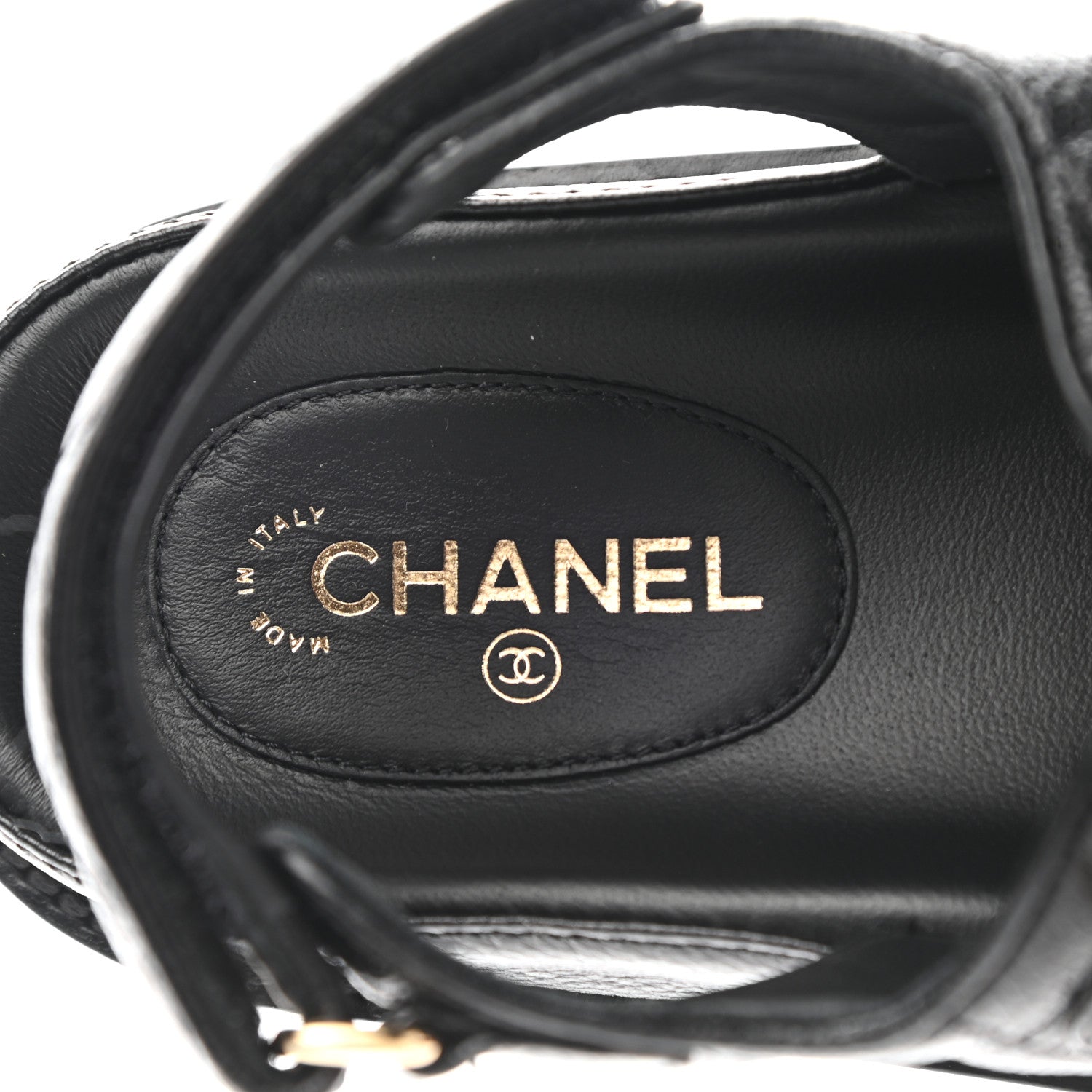 Chanel Grained Calfskin Velcro Dad Sandals 36 Black 7 of 9