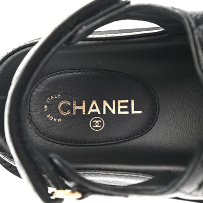 Chanel Grained Calfskin Velcro Dad Sandals 36 Black 7 of 9