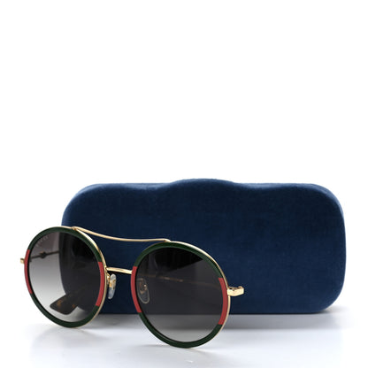 Gucci Metal Round Frame Sunglasses GG0061S Green Red 8 of 8