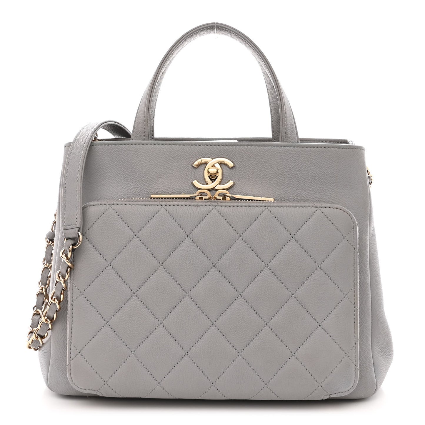 Caviar Quilted Small Business Affinity Shopping Bag Grey