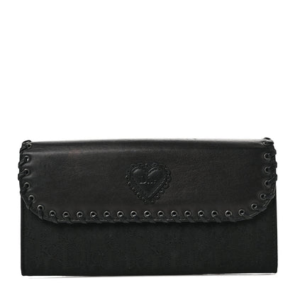 Christian Dior Calfskin Monogram Heart Flap Wallet Black 1 of 5