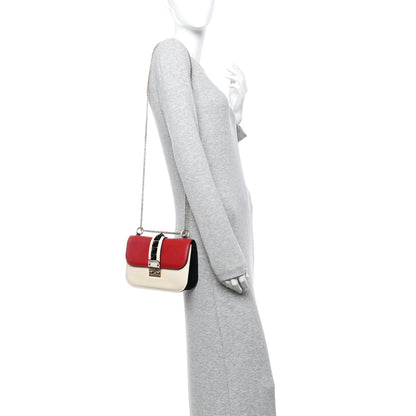 Valentino Garavani Vitello Small Glam Lock Rockstud Flap Red Ivory Black 2 of 9
