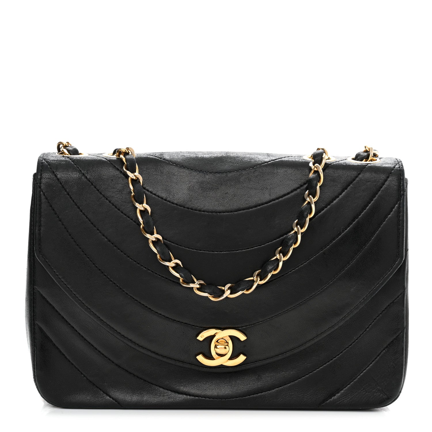 Chanel Lambskin Ribbon Quilted Small Single Flap Black 1 of 11