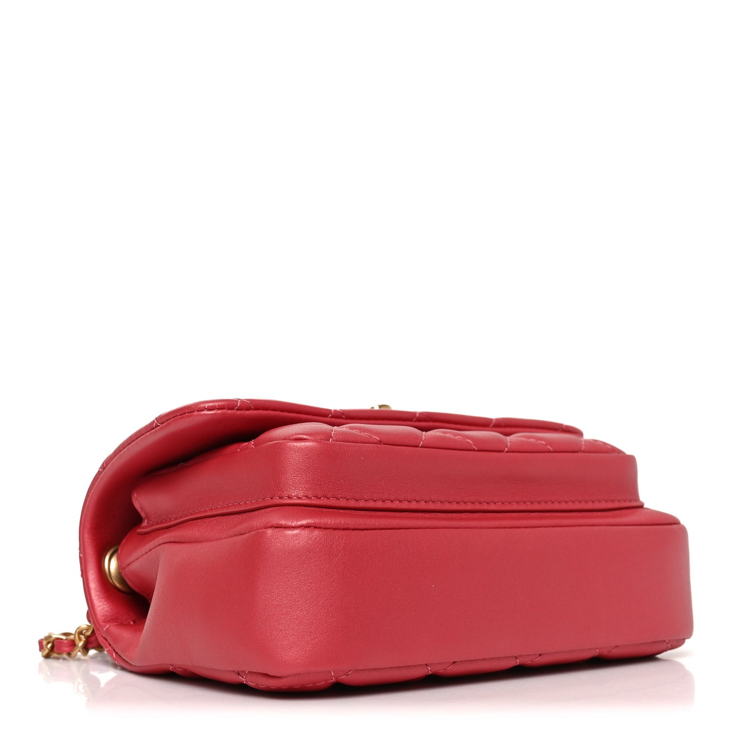 Calfskin Quilted Top Handle Flap Dark Pink