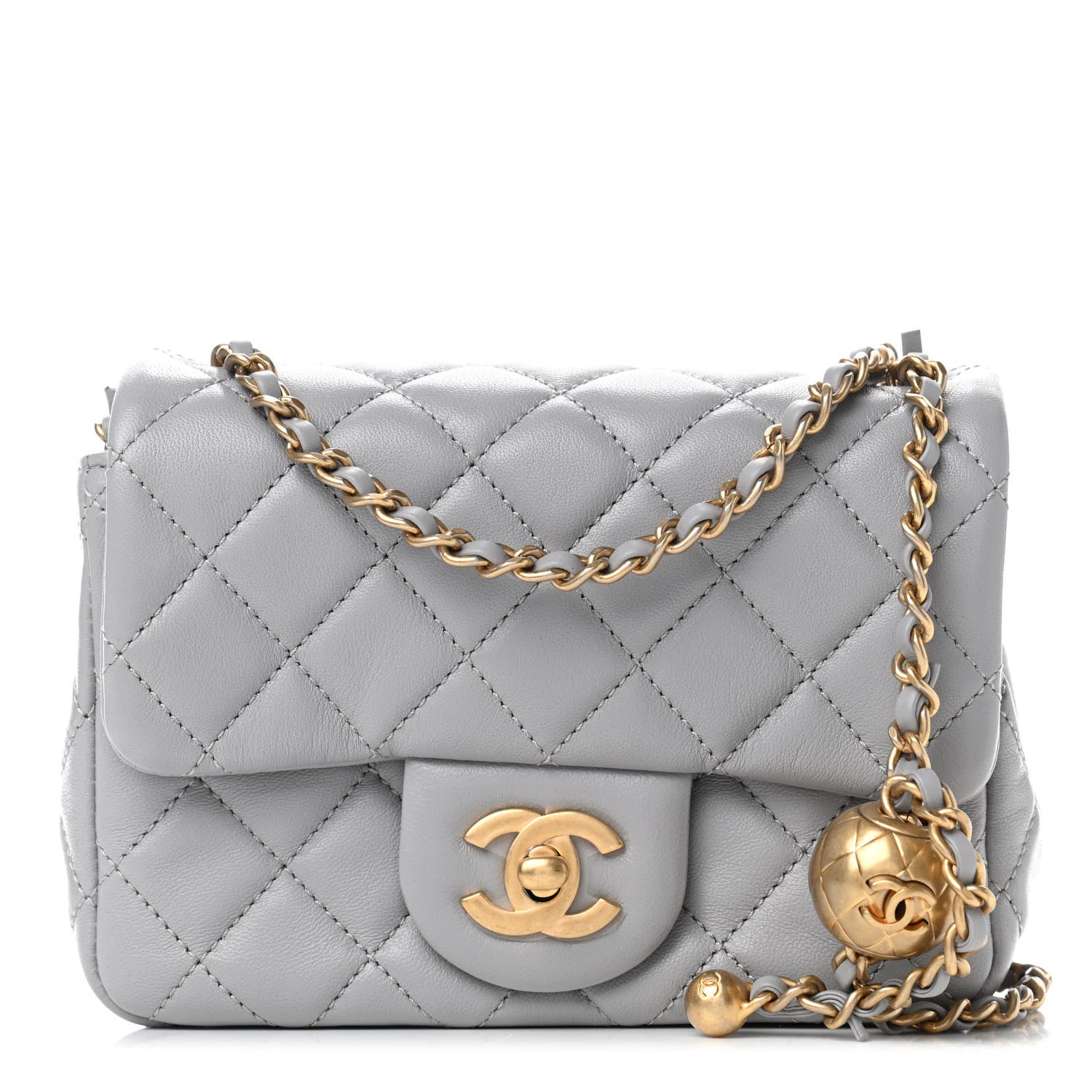 Chanel Lambskin Quilted Mini Pearl Crush Flap Light Grey 1 of 4