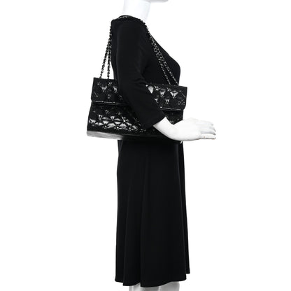 Chanel Glazed Crackled Calfskin Quilted Studded Mademoiselle Flap Black 3 of 10