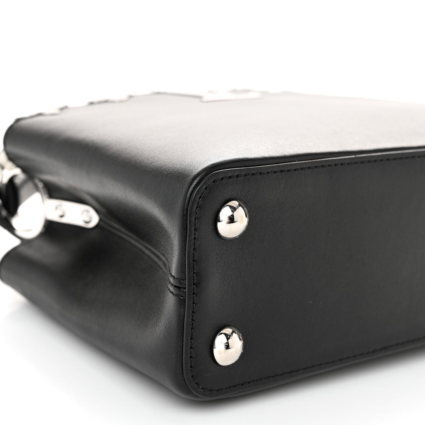 Smooth Calfskin Crystal Flowers Capucines BB Black