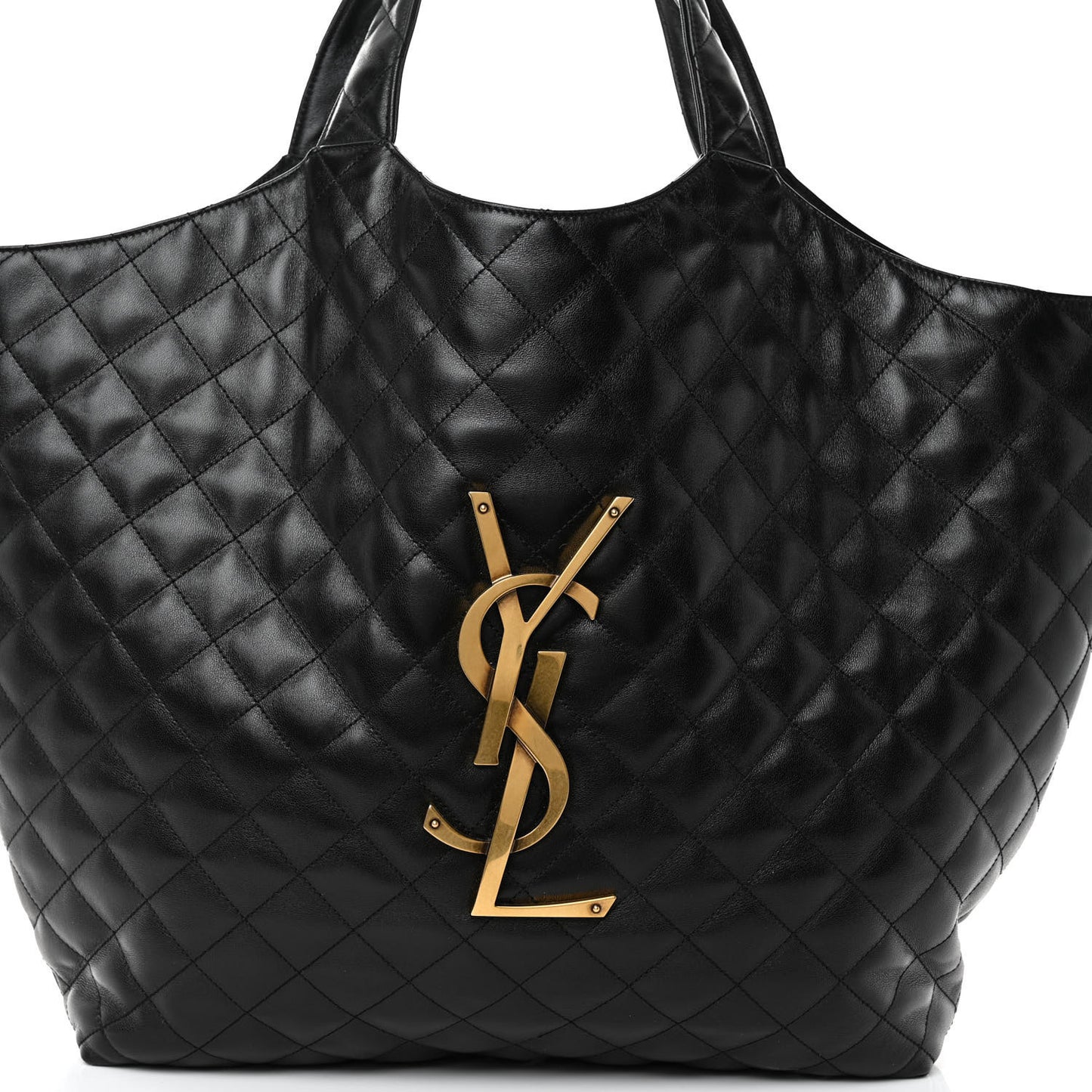 Lambskin Quilted Maxi Icare Shopping Tote Black