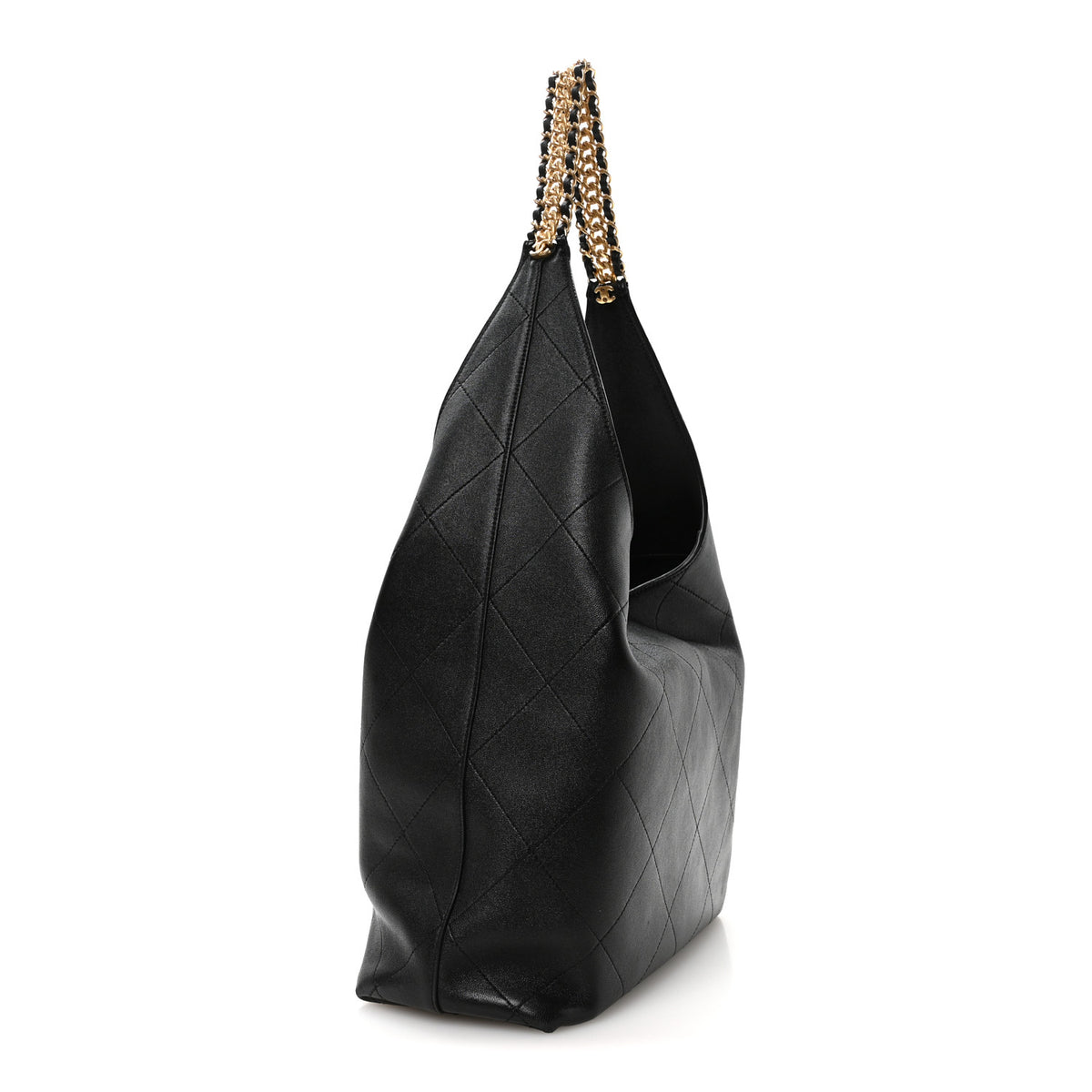 Chanel Shiny Lambskin Quilted Large Hobo Black 3 of 11