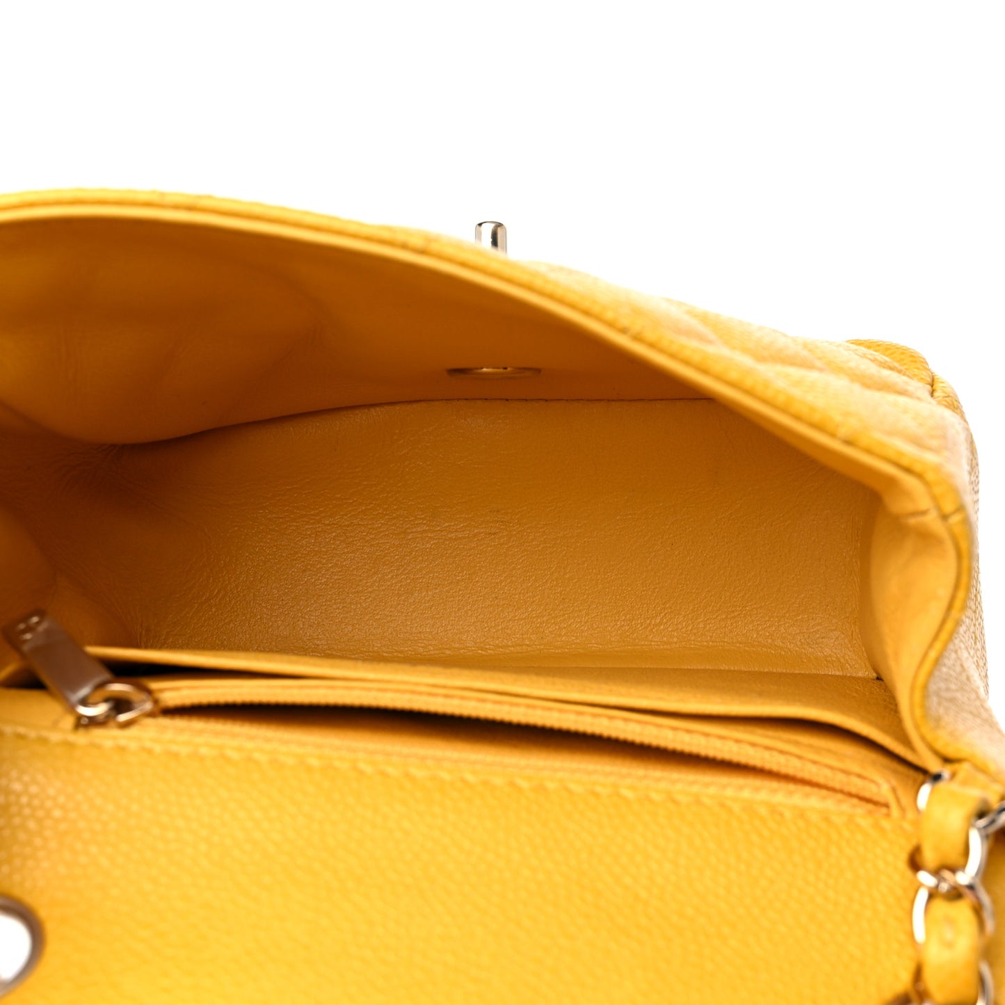 Caviar Quilted Mini Square Flap Yellow