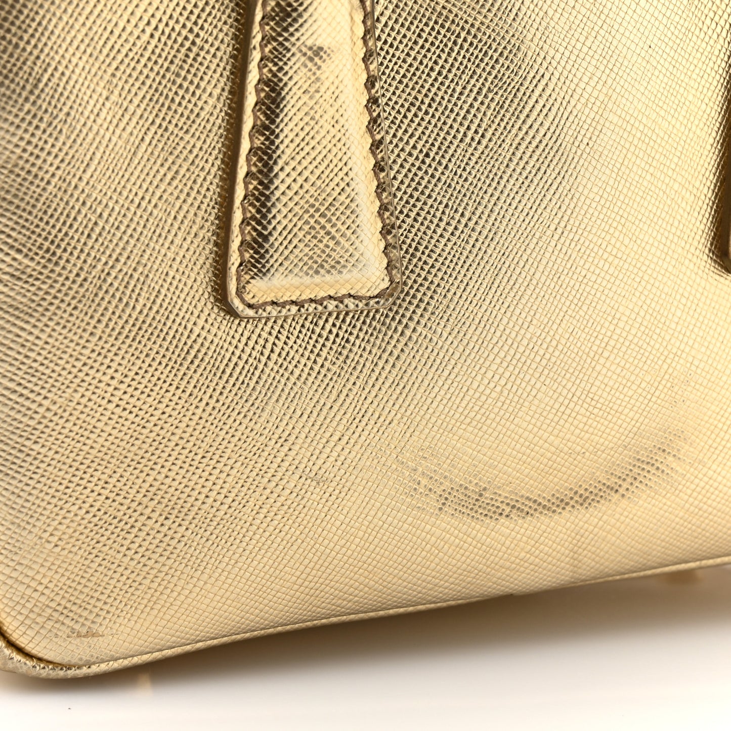 Saffiano Lux Mini Top Handle Crossbody Bag Platino