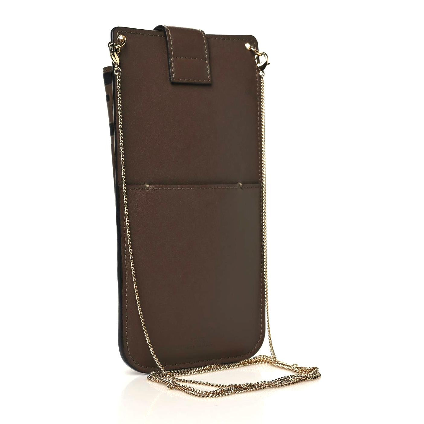 Fendi Vitello Soft F is Fendi Bi-Color FF 1974 Embossed Phone Pouch Maya Black 3 of 10