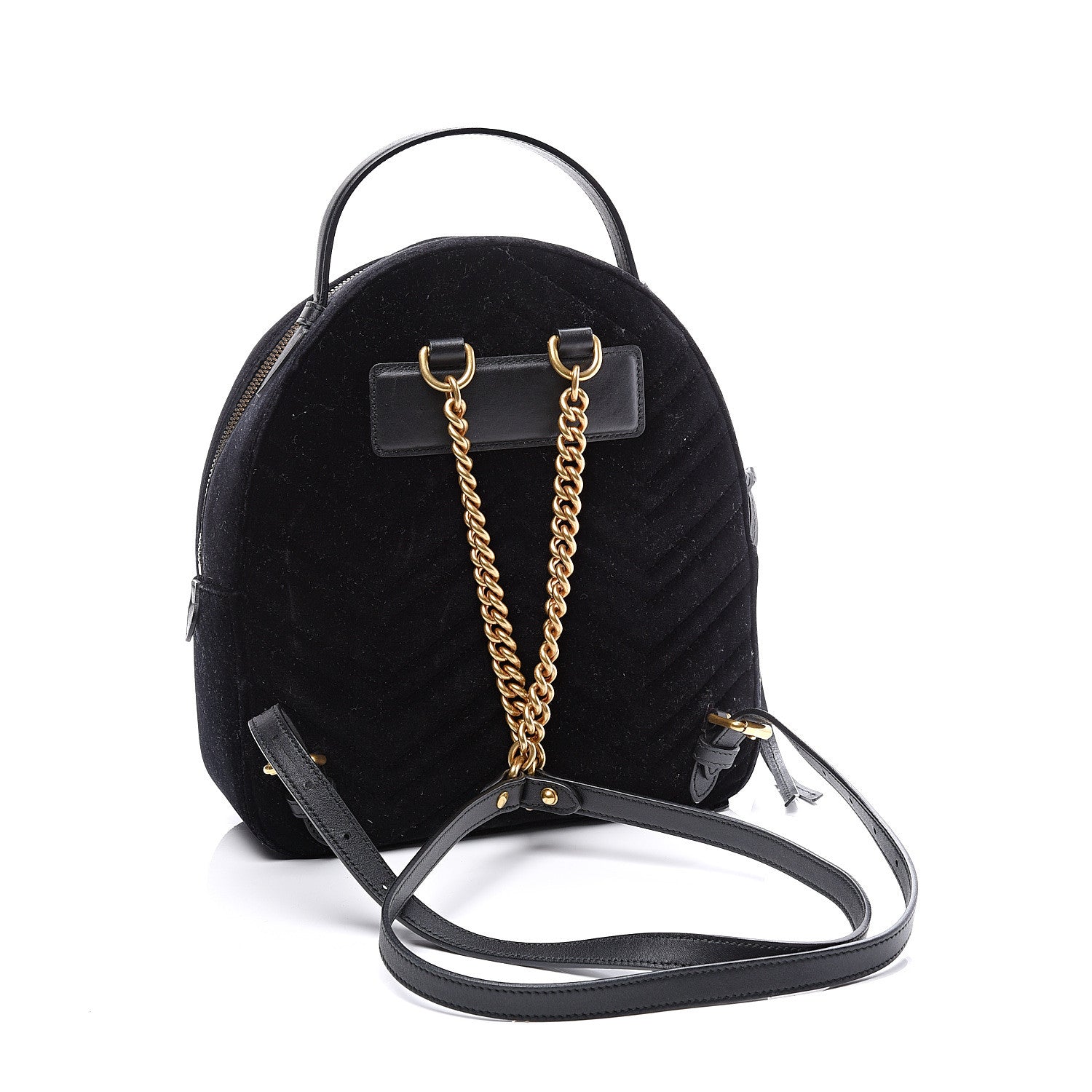 Gucci Velvet Matelasse GG Marmont Dome Backpack Black 2 of 10