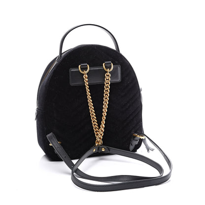 Gucci Velvet Matelasse GG Marmont Dome Backpack Black 2 of 10