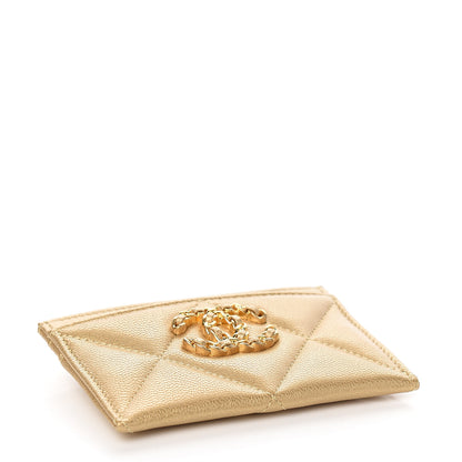Chanel Metallic Goatskin Quilted Chanel 19 Card Holder Gold 3 of 8