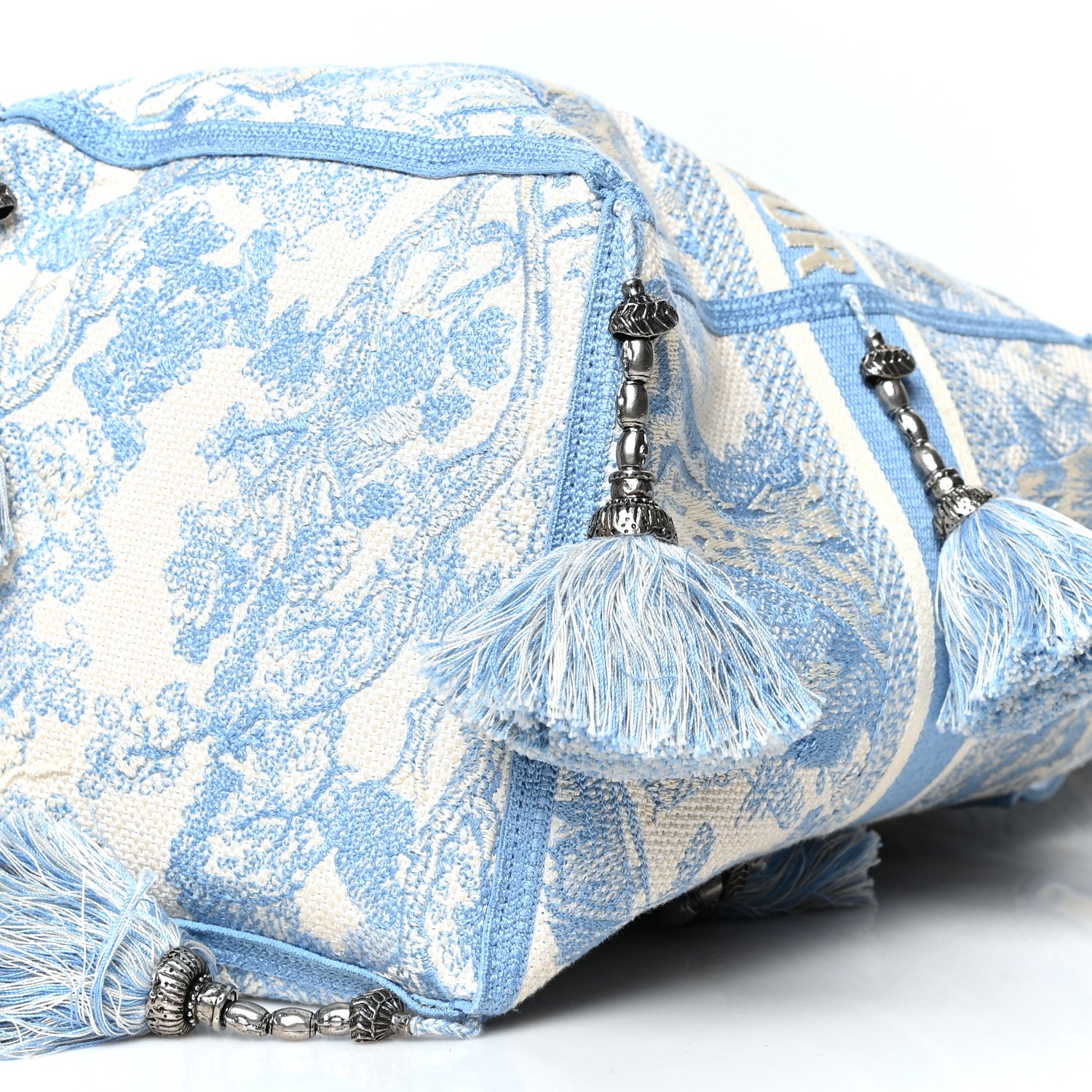 Christian Dior Canvas Reverse Embroidered Toile De Jouy D-Bubble Bucket Bag Blue 9 of 9