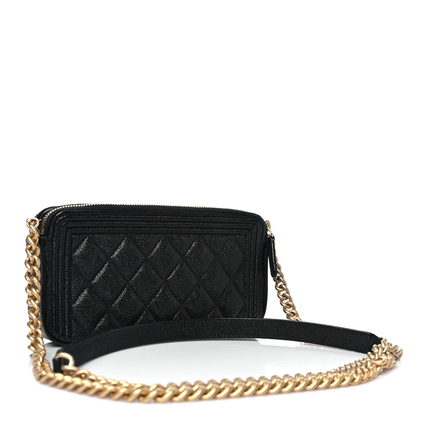 Chanel Caviar Quilted Small Boy Clutch With Chain Black 3 of 13