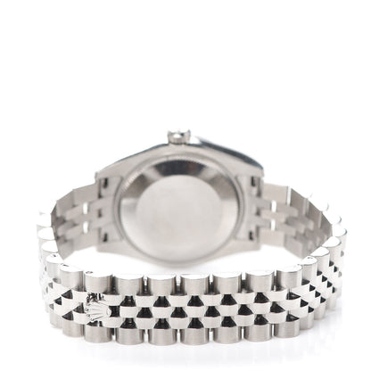 Rolex Stainless Steel 18K White Gold Diamond Black Mother of Pearl 31mm Oyster Perpetual Datejust Watch 178274 4 of 8