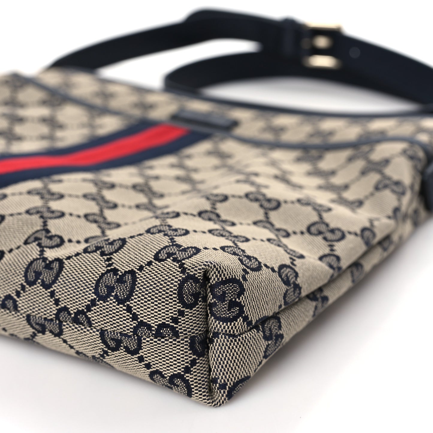 GG Supreme Monogram Web Flat Messenger Bag Navy